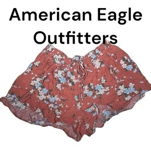 American eagle shorts, women's size small, brick red with blue floral pr…